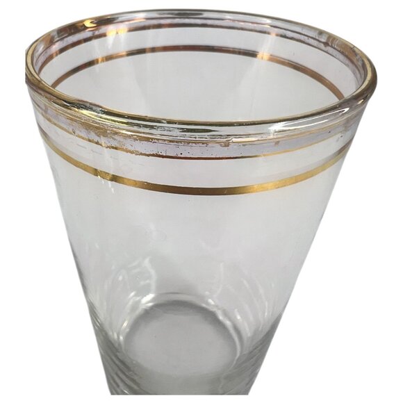 Set Of 4 Vintage Gold Rimmed Clear Glass Tumblers 8 Ounce Barware Drinking Glass - Picture 7 of 9